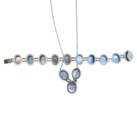 Victorian 800 Silver Necklace & Bracelet Set With Mother Of Pearl Cameos - Picture 16 of 16